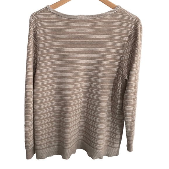 Soft Surroundings Long Sleeved Top Neutral Stripes Petite Large - Picture 3 of 3